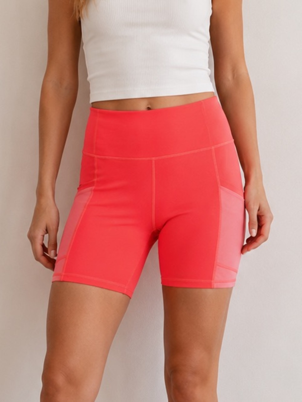 Fabletics PowerHold High Rise Bike Shorts Neon Pink Women’s Small